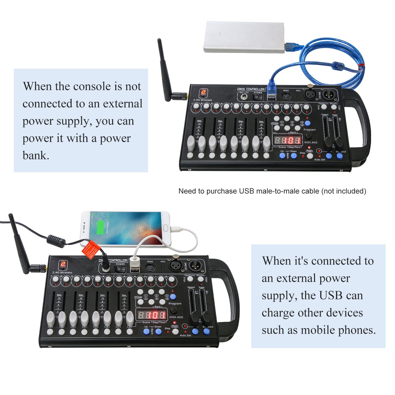 DMX Controller for DJ Lights, 192 Channel DMX Light Controller for Live House, DMX 512 Controller for Light Shows, DMX Controlle